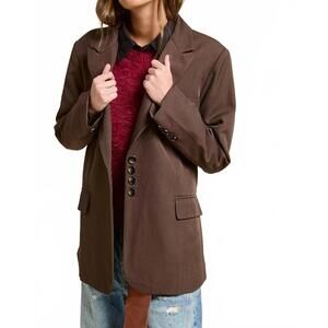 NEW MIMOSA women's adjustable tie back blazer jacket in brown